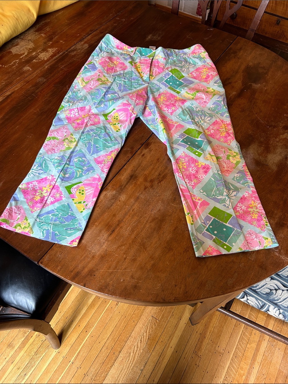 Lilly Pulitzer Pastel Patchwork Pants with Pink, Mint, Aqua